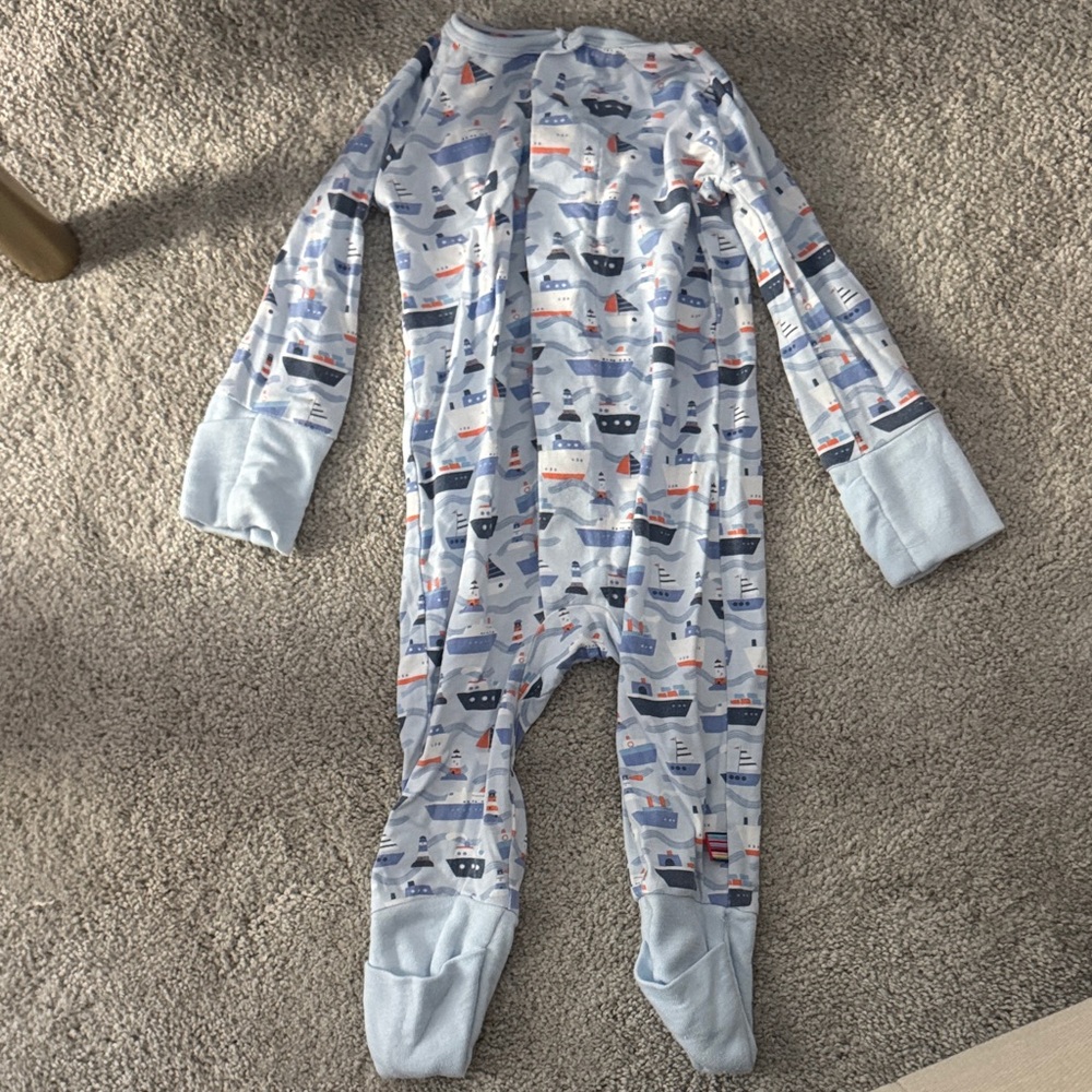 Magnetic Me Blue Nautical Print Footie